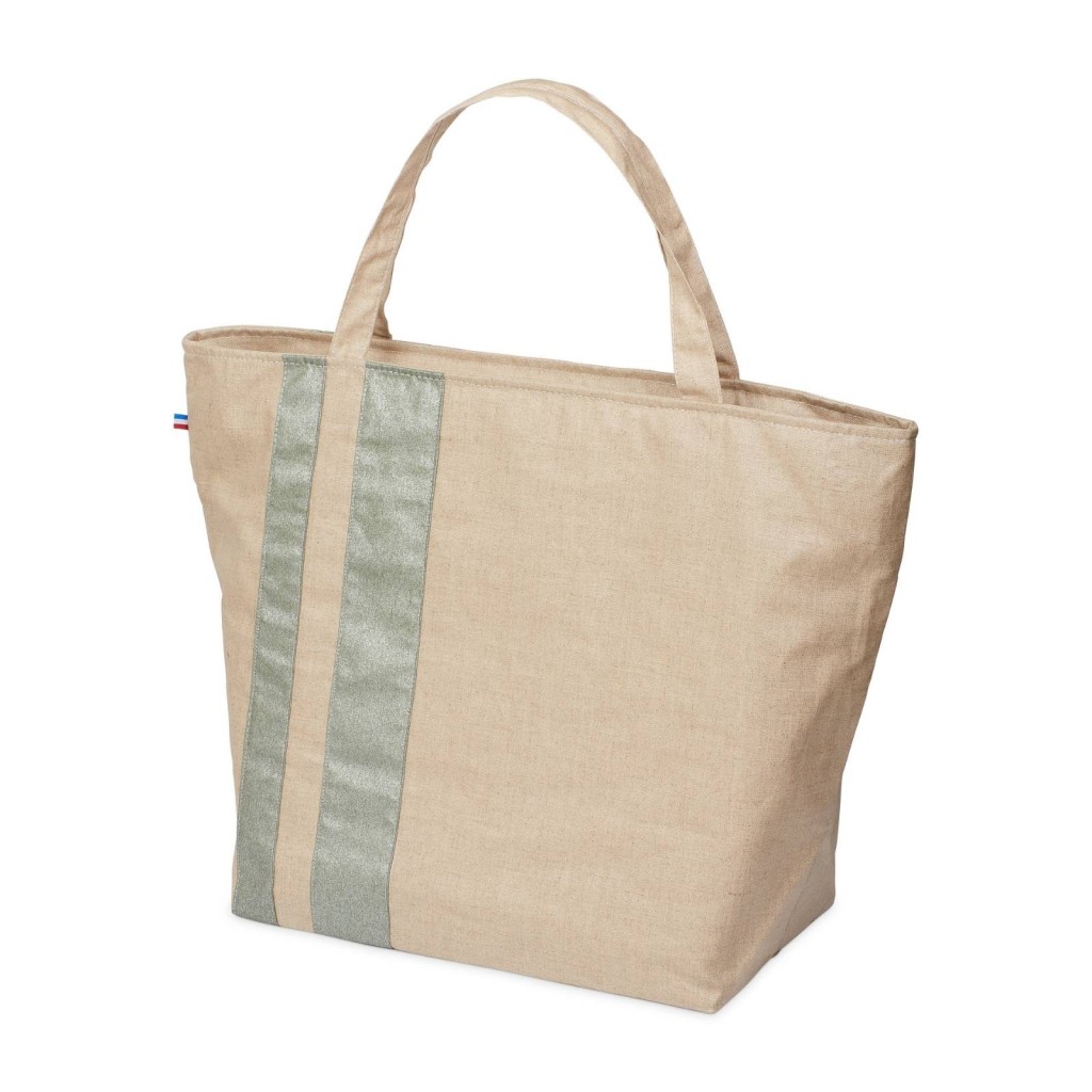 Lutyl - Sac week-end lin enduit uni beige et vert