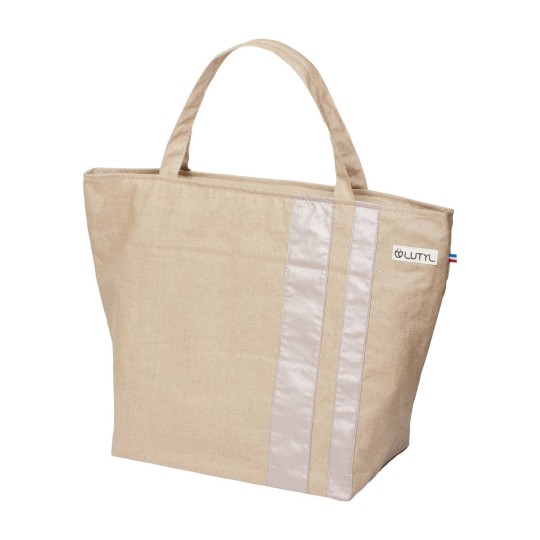 Lutyl - Sac week-end lin enduit uni beige et rose