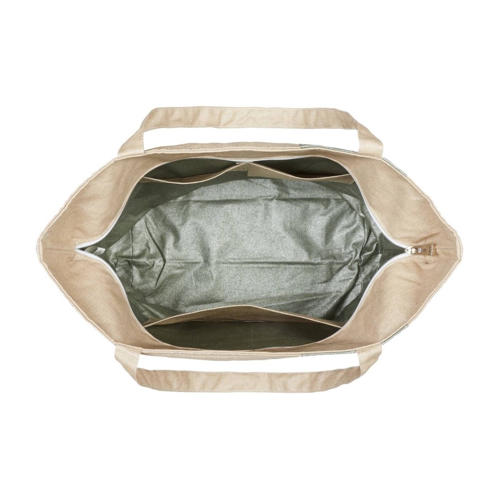 Lutyl - Sac week-end lin enduit uni beige et vert