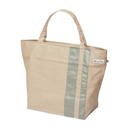 Lutyl - Sac week-end lin enduit uni beige et vert