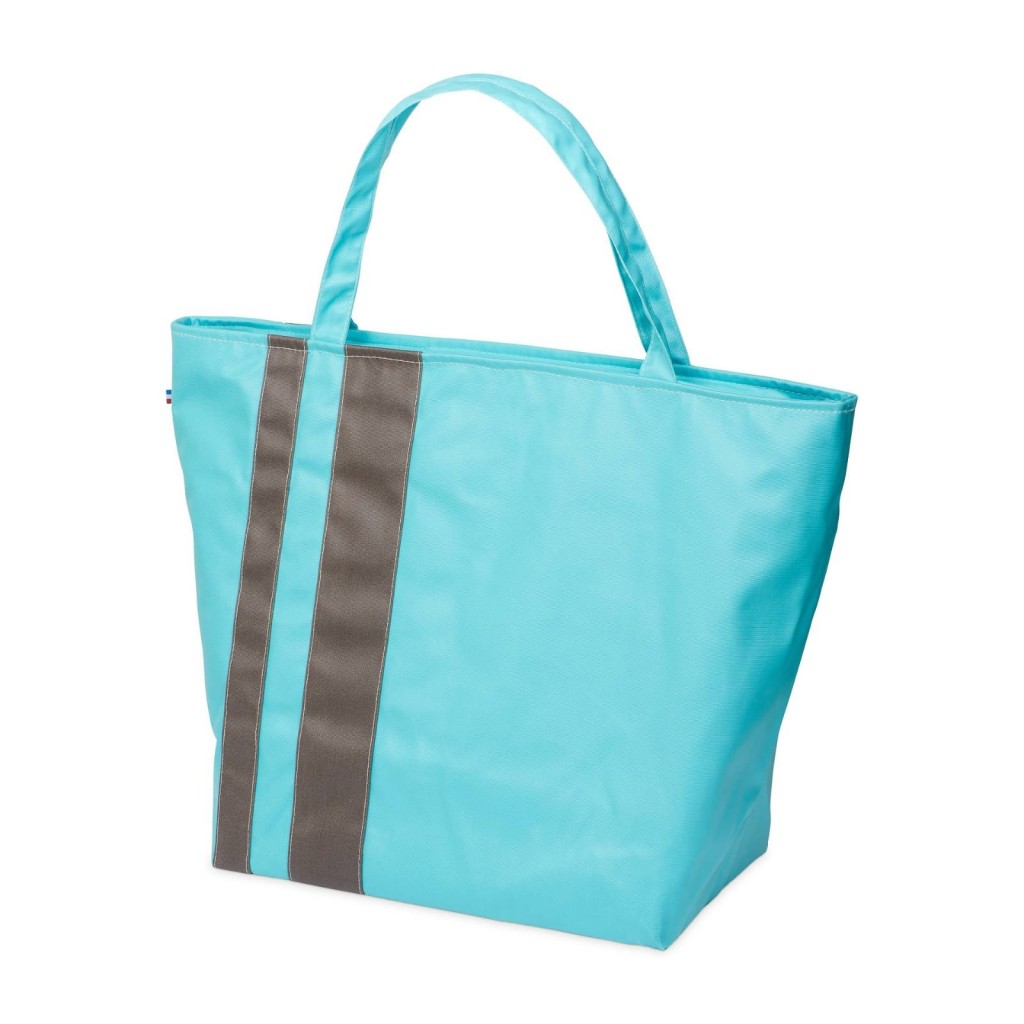 Lutyl - Sac week-end coton enduit uni turquoise et gris