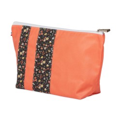 Lutyl - Trousse de toilette coton enduit fleurie corail et fleurs