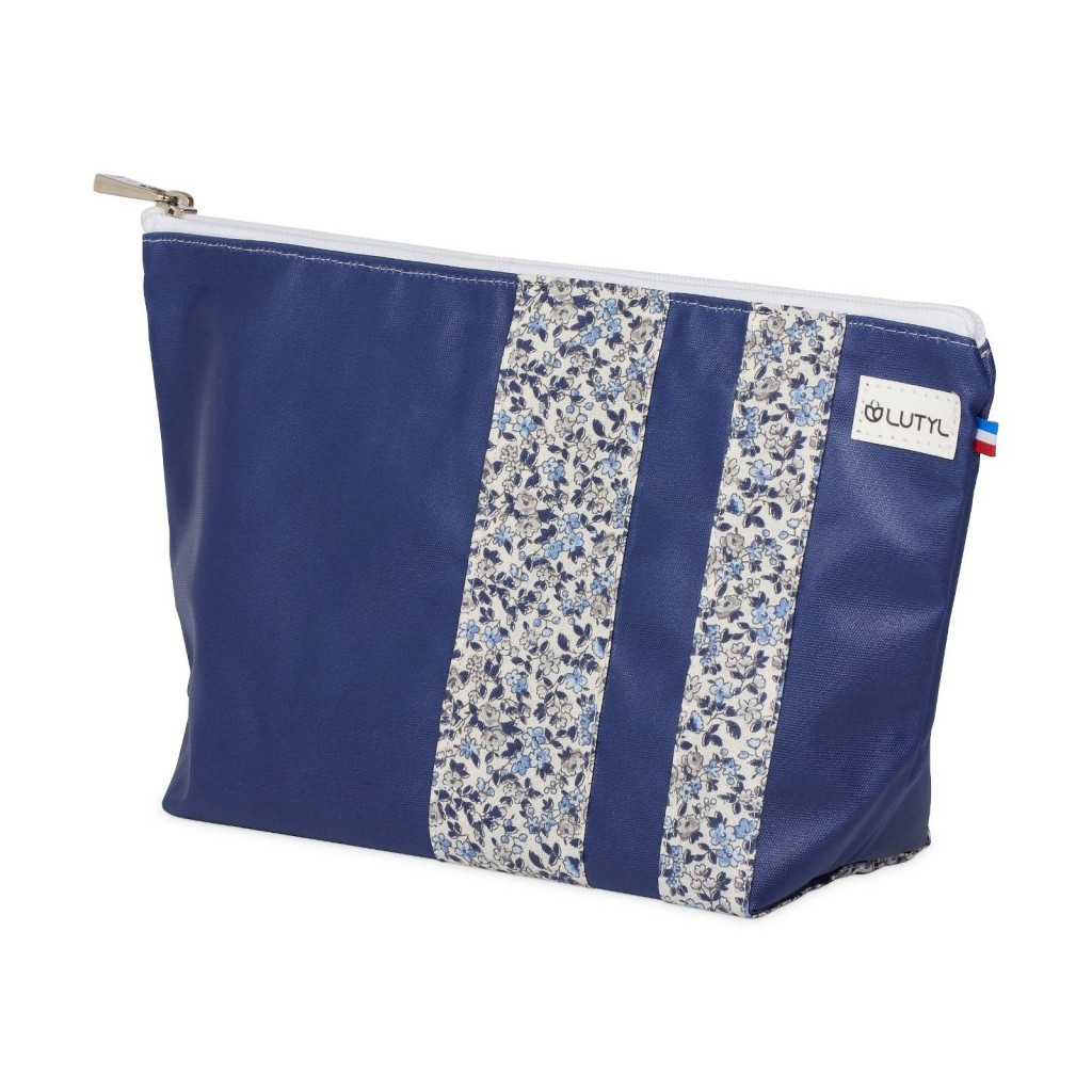 Lutyl - Trousse de toilette coton enduit fleurie bleu et fleurs