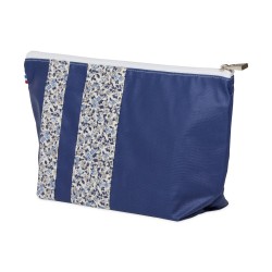 Lutyl - Trousse de toilette coton enduit fleurie bleu et fleurs