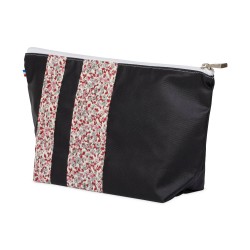 Lutyl - Trousse de toilette coton enduit fleurie noir et fleurs