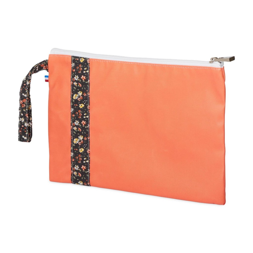 Lutyl - Pochette coton enduit fleurie corail et fleurs