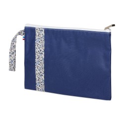 Lutyl - Pochette coton enduit fleurie bleu et fleurs