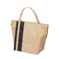 Lutyl - Sac zippé coton enduit uni beige et noir