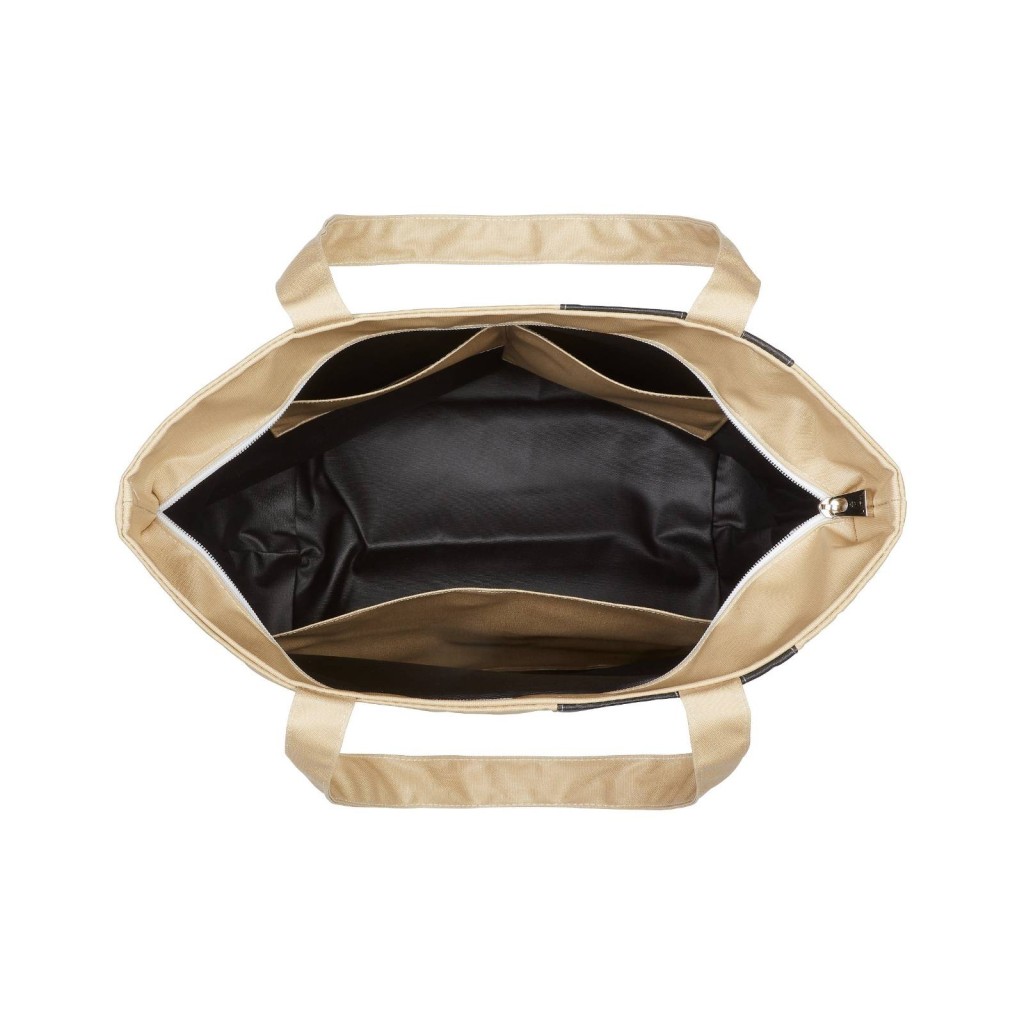 Lutyl - Sac zippé coton enduit uni beige et noir