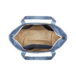 Lutyl - Sac zippé coton enduit uni bleu denim et beige