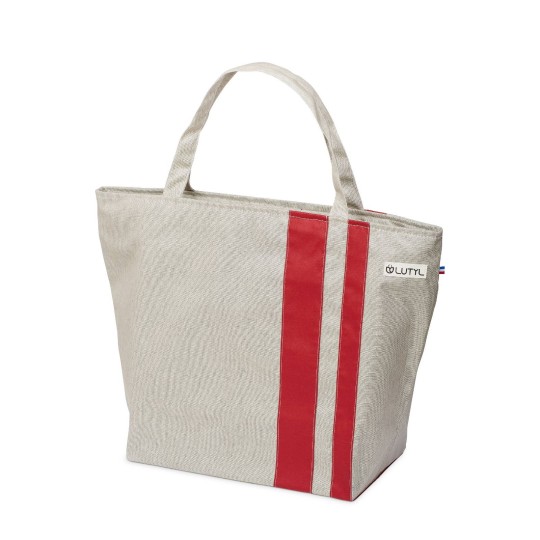 Lutyl - Sac zippé coton enduit uni gris et rouge