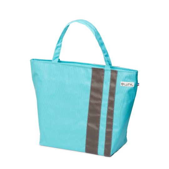 Lutyl - Sac zippé coton enduit uni turquoise et gris