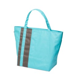 Lutyl - Sac zippé coton enduit uni turquoise et gris