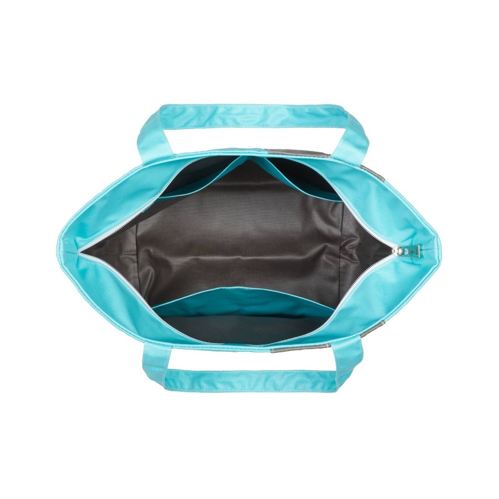 Lutyl - Sac zippé coton enduit uni turquoise et gris