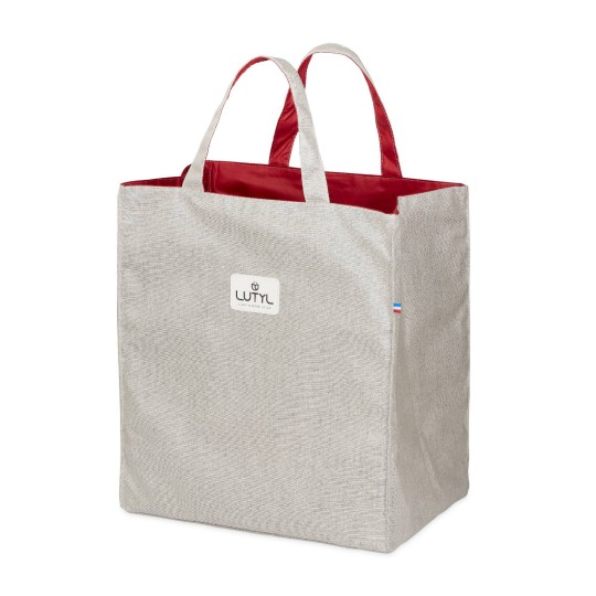 Lutyl - Sac cabas coton enduit uni gris et rouge