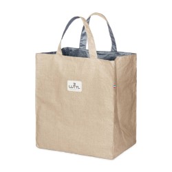 Lutyl - Sac cabas lin enduit uni beige et bleu