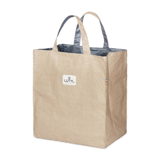 Lutyl - Sac cabas lin enduit uni beige et bleu