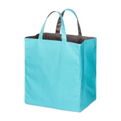 Lutyl - Sac cabas coton enduit uni turquoise et gris