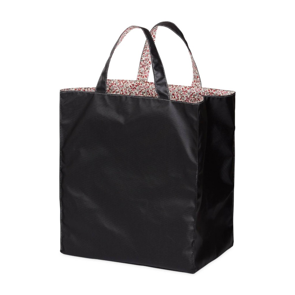 Lutyl - Sac cabas coton enduit fleuri noir et fleurs