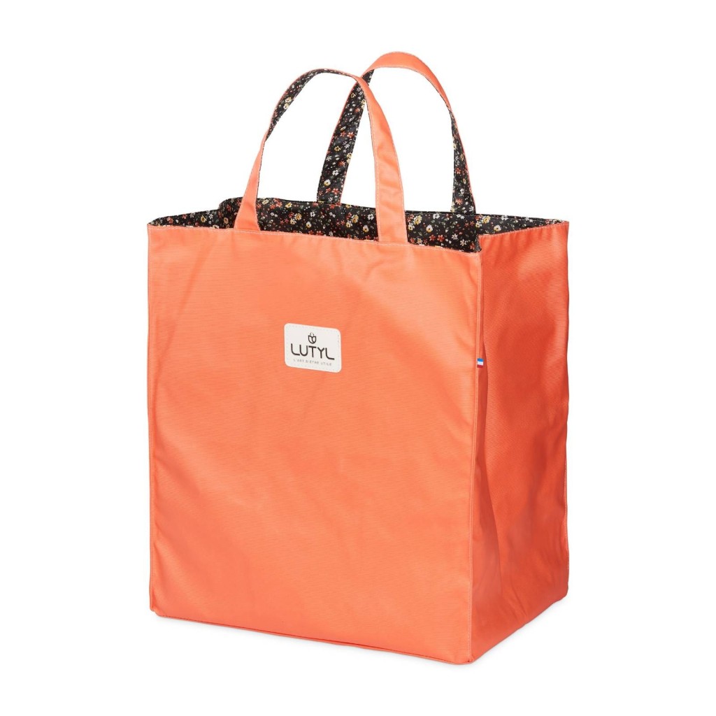 Lutyl - Sac cabas coton enduit fleuri corail et fleurs