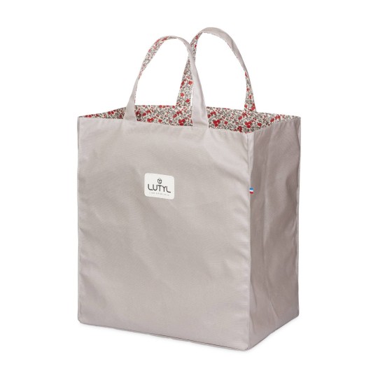 Lutyl - Sac cabas lin enduit fleuri gris et fleurs