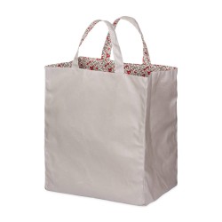 Lutyl - Sac cabas lin enduit fleuri gris et fleurs