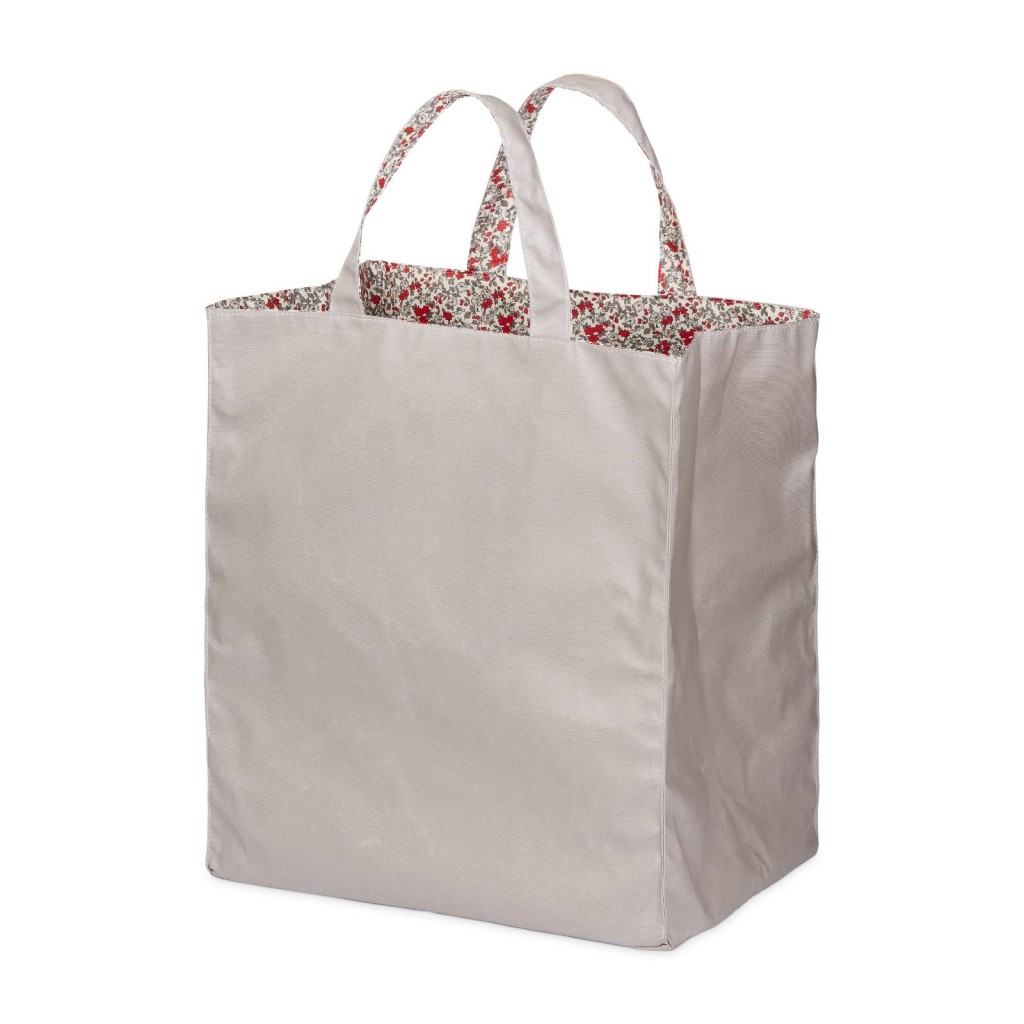 Lutyl - Sac cabas lin enduit fleuri gris et fleurs