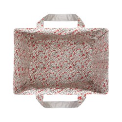 Lutyl - Sac cabas lin enduit fleuri gris et fleurs