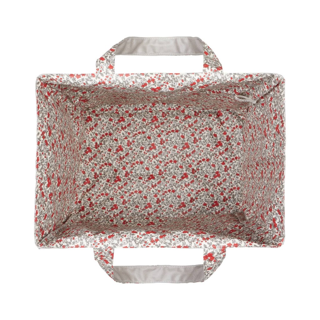 Lutyl - Sac cabas lin enduit fleuri gris et fleurs