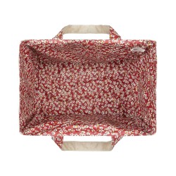 Lutyl - Sac cabas lin enduit fleuri beige et fleurs rouge