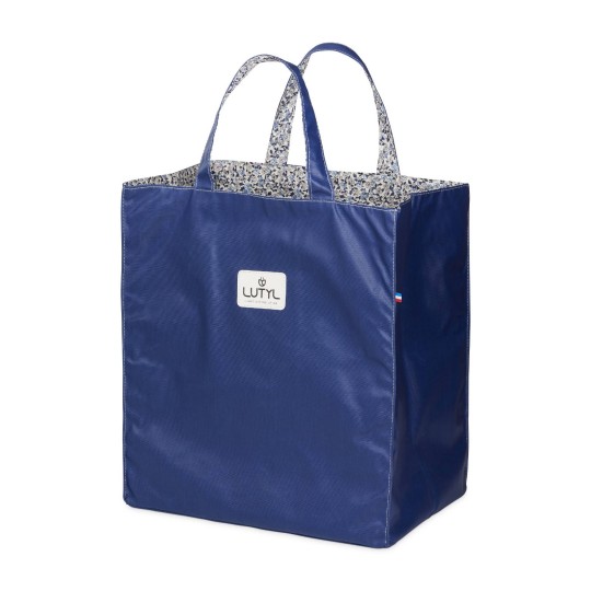 Lutyl - Sac cabas coton enduit fleuri bleu et fleurs bleu