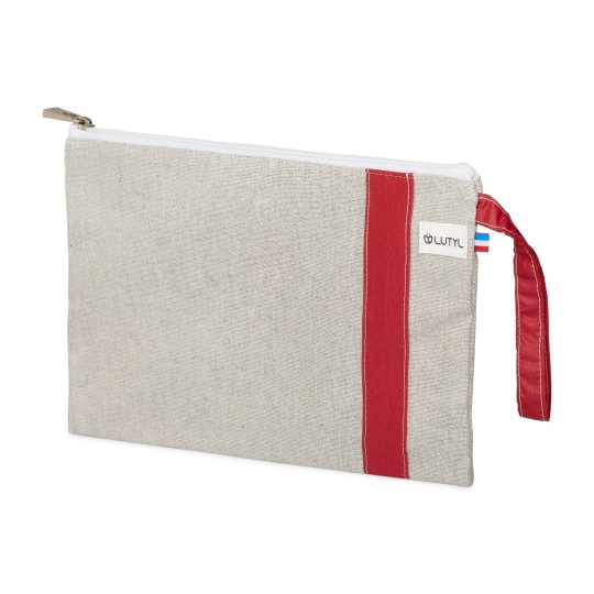 Lutyl - Pochette coton enduit unie grise et rouge