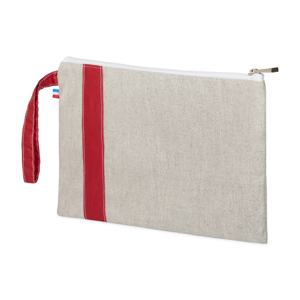 Lutyl - Pochette coton enduit unie grise et rouge