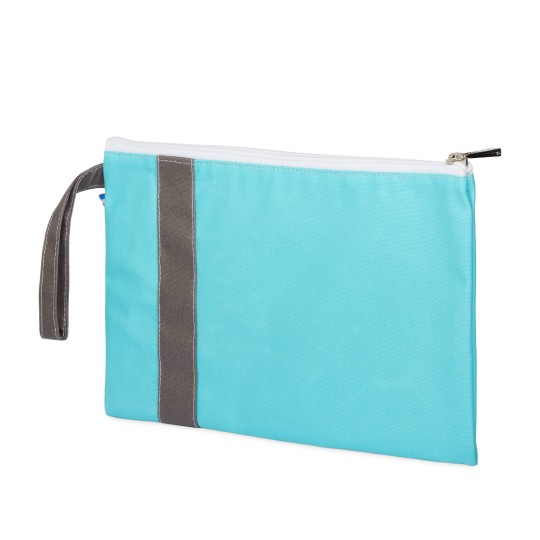 Lutyl - Pochette coton enduit unie turquoise et grise