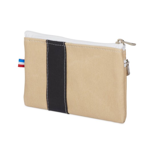 Lutyl - Porte monnaie - Porte carte coton enduit uni beige et noir