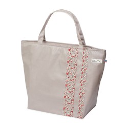 Lutyl - Sac week-end lin enduit fleuri gris et fleurs