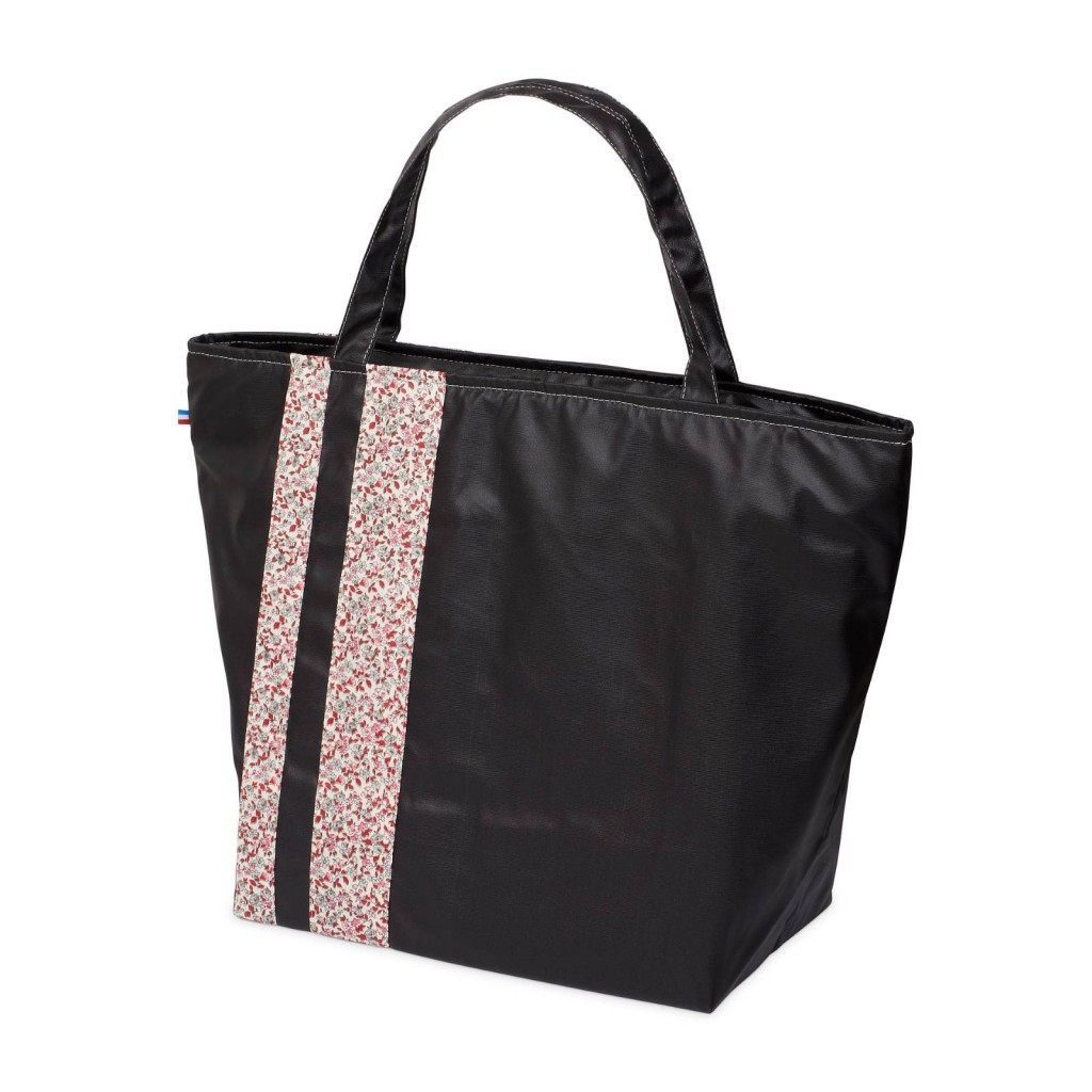 Lutyl - Sac week-end coton enduit fleuri noir et fleurs