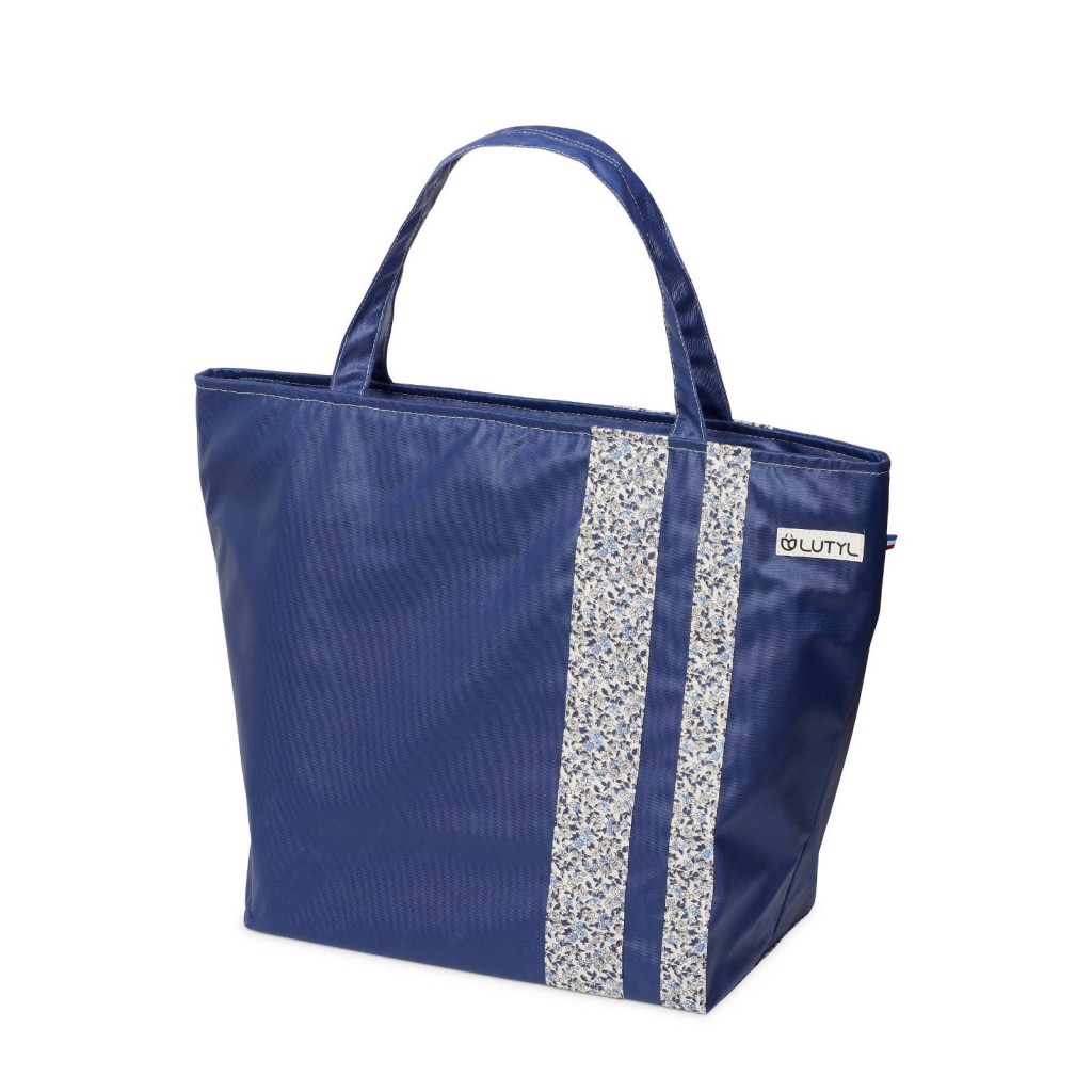 Lutyl - Sac zippé coton enduit fleuri bleu et fleurs