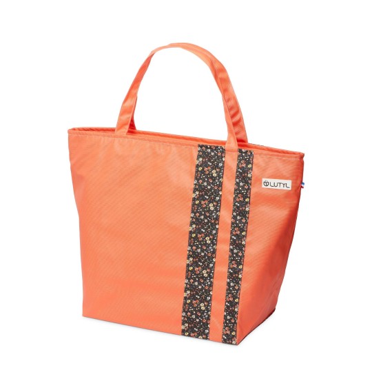 Lutyl - Sac zippé coton enduit fleuri corail et fleurs