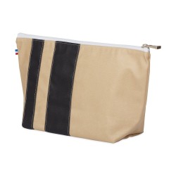 Lutyl - Trousse de toilette coton enduit unie beige et noir