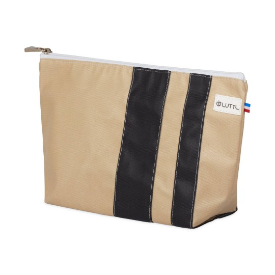 Lutyl - Trousse de toilette coton enduit unie beige et noir