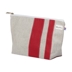 Lutyl - Trousse de toilette coton enduit unie grise et rouge