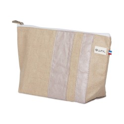 Lutyl - Trousse de toilette lin enduit unie beige et rose