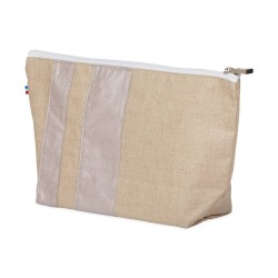 Lutyl - Trousse de toilette lin enduit unie beige et rose