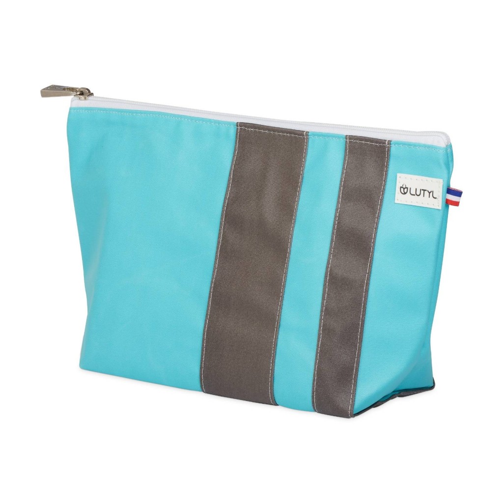 Lutyl - Trousse de toilette coton enduit unie turquoise et grise