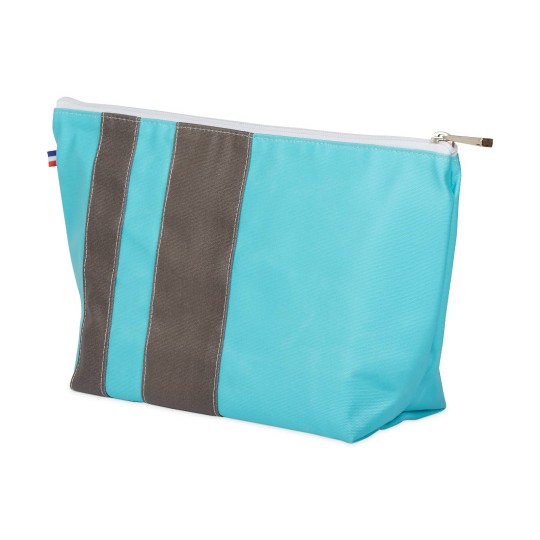 Lutyl - Trousse de toilette coton enduit unie turquoise et grise