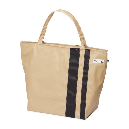 Lutyl - Sac week-end coton enduit uni beige et noir