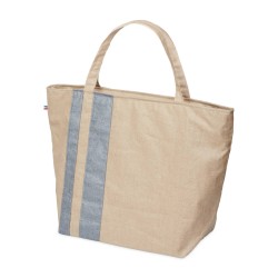 Lutyl - Sac week-end lin enduit uni beige et bleu