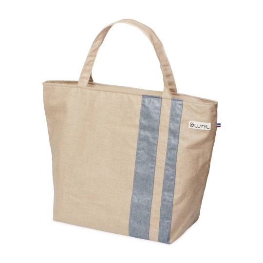 Lutyl - Sac week-end lin enduit uni beige et bleu