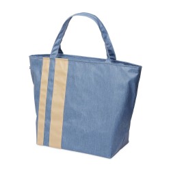 Lutyl - Sac week-end coton enduit uni bleu denim et beige